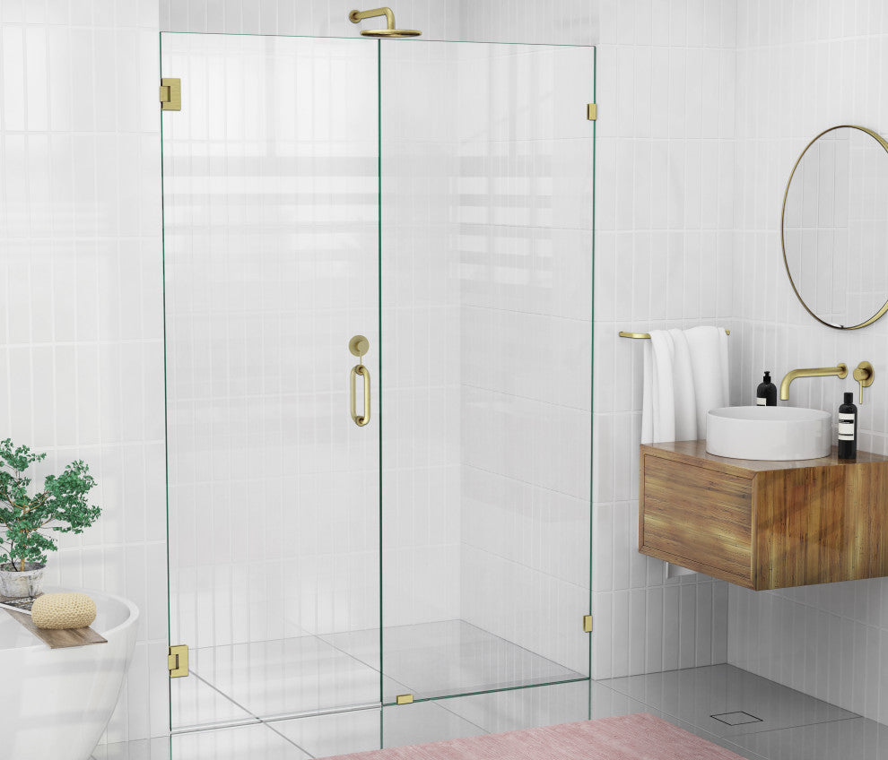 78"x55" Frameless Shower Door Wall Hinge, Satin Brass