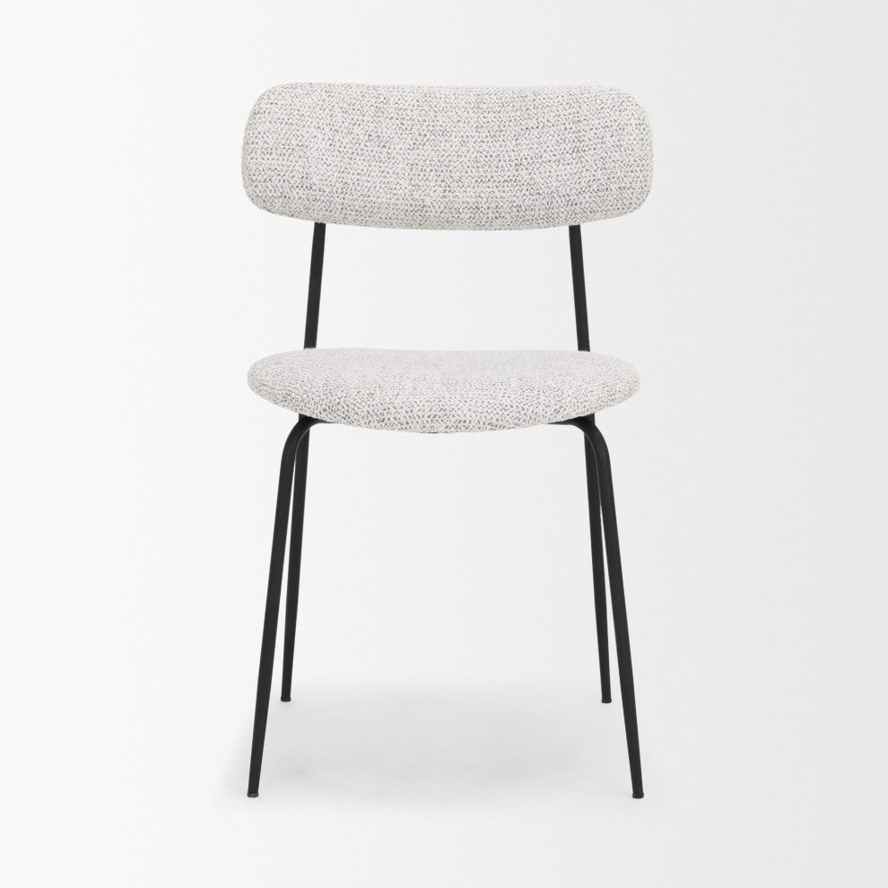 Casey Matte Black Metal With Gray Fabric Dining Chair, Set of 2