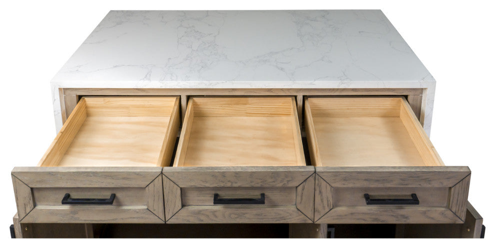 Palisade 48" Kitchen Island, Gray Oak, Engineered Marble