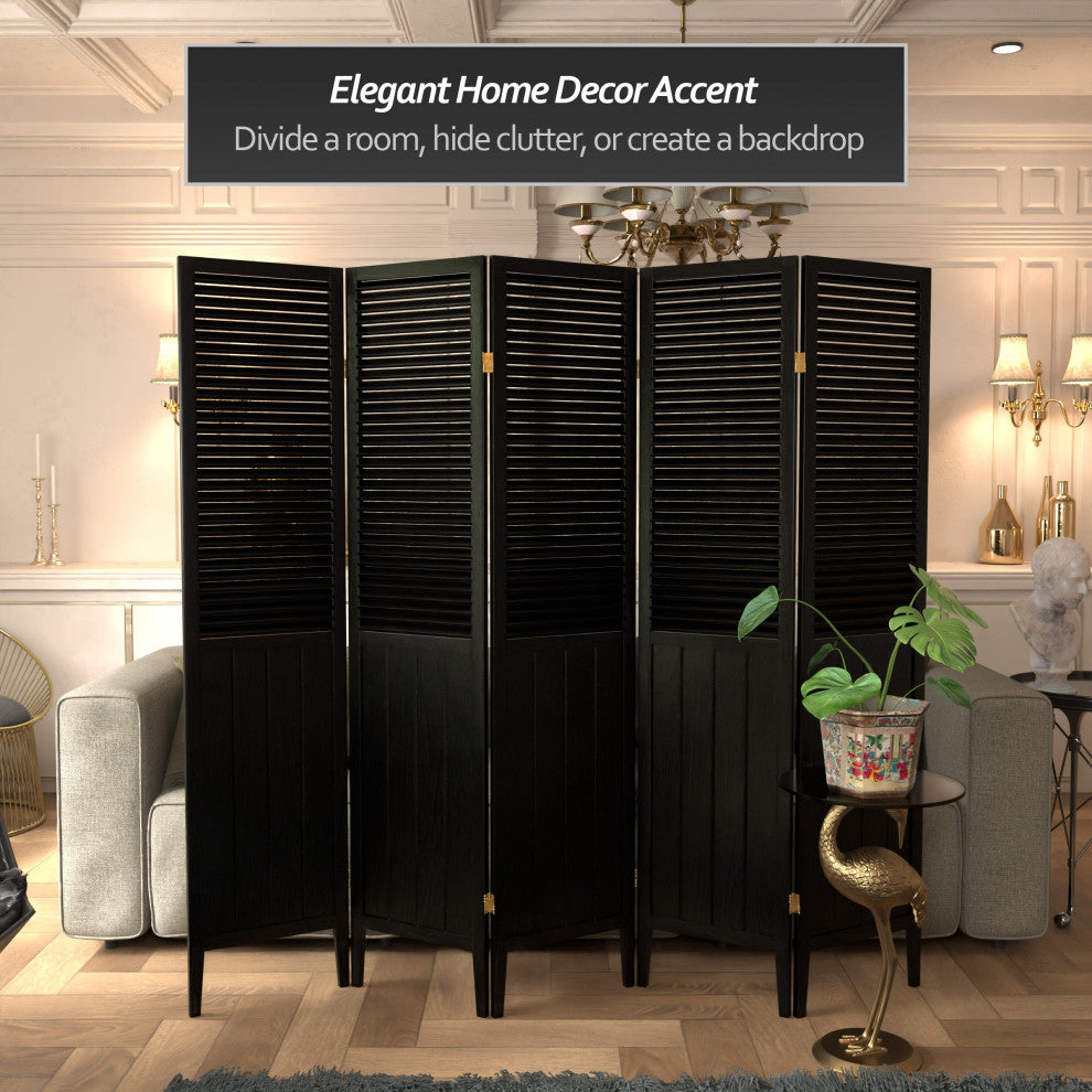 6' Tall Beadboard Divider, Black, 5 Panels