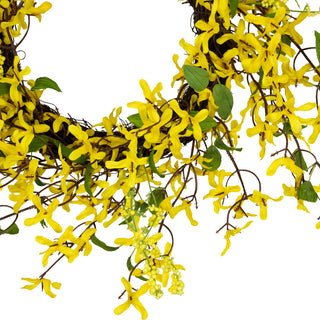 Forsythia and Berry Floral Spring Wreath 24" Yellow