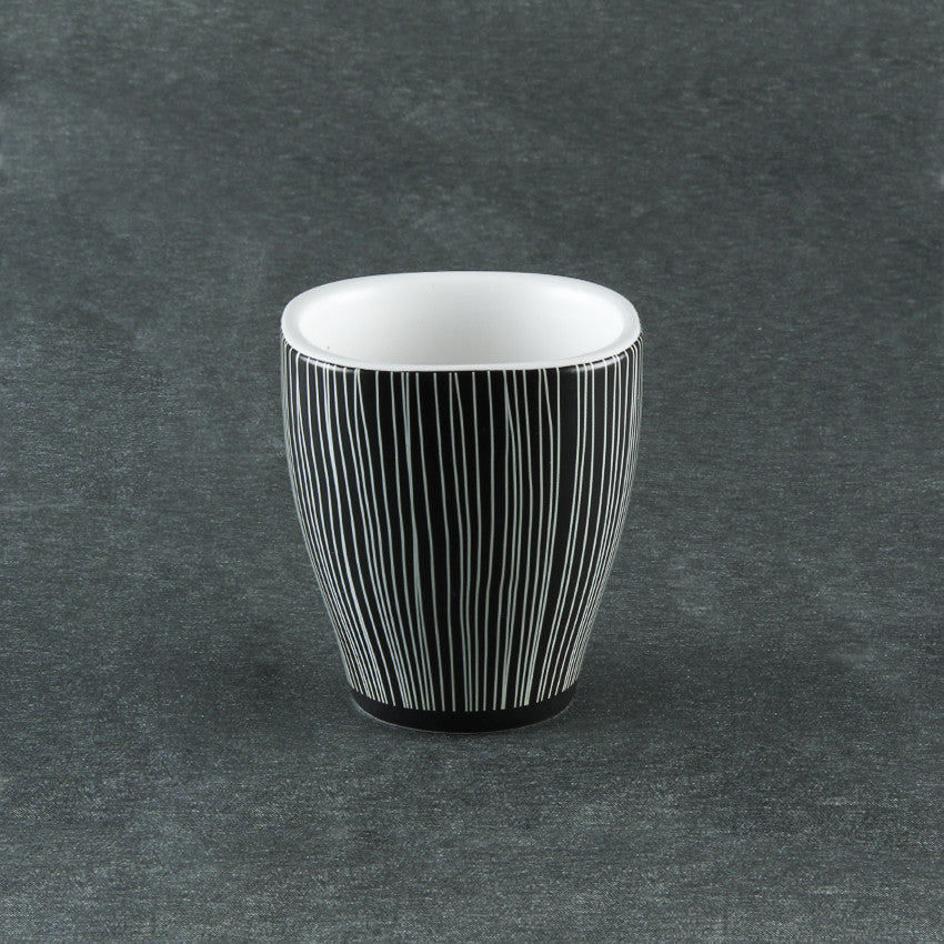 Black and White Dinnerware set, Black With White Lines, Set of 4 Cups (160cc)