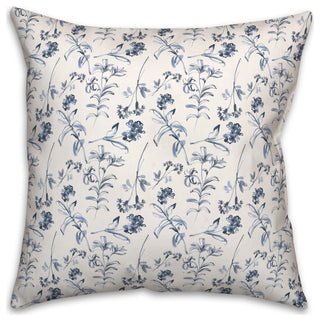Blue Floral Pattern 18"x18" Spun Poly Pillow
