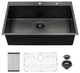 Black Stainless Steel Single Bowl Drop-In Kitchen Sink with Drain Assembly, Gunmetal Black, 33'' X 22''