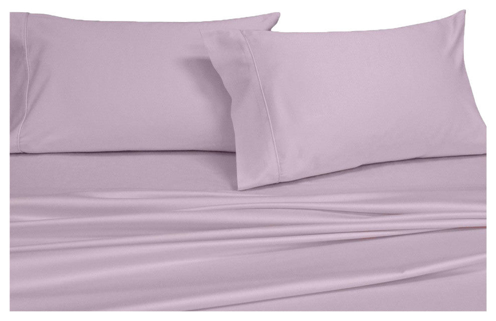 Solid 100% Cotton Waterbed Sheet Set, 300 TC, Lilac, Single