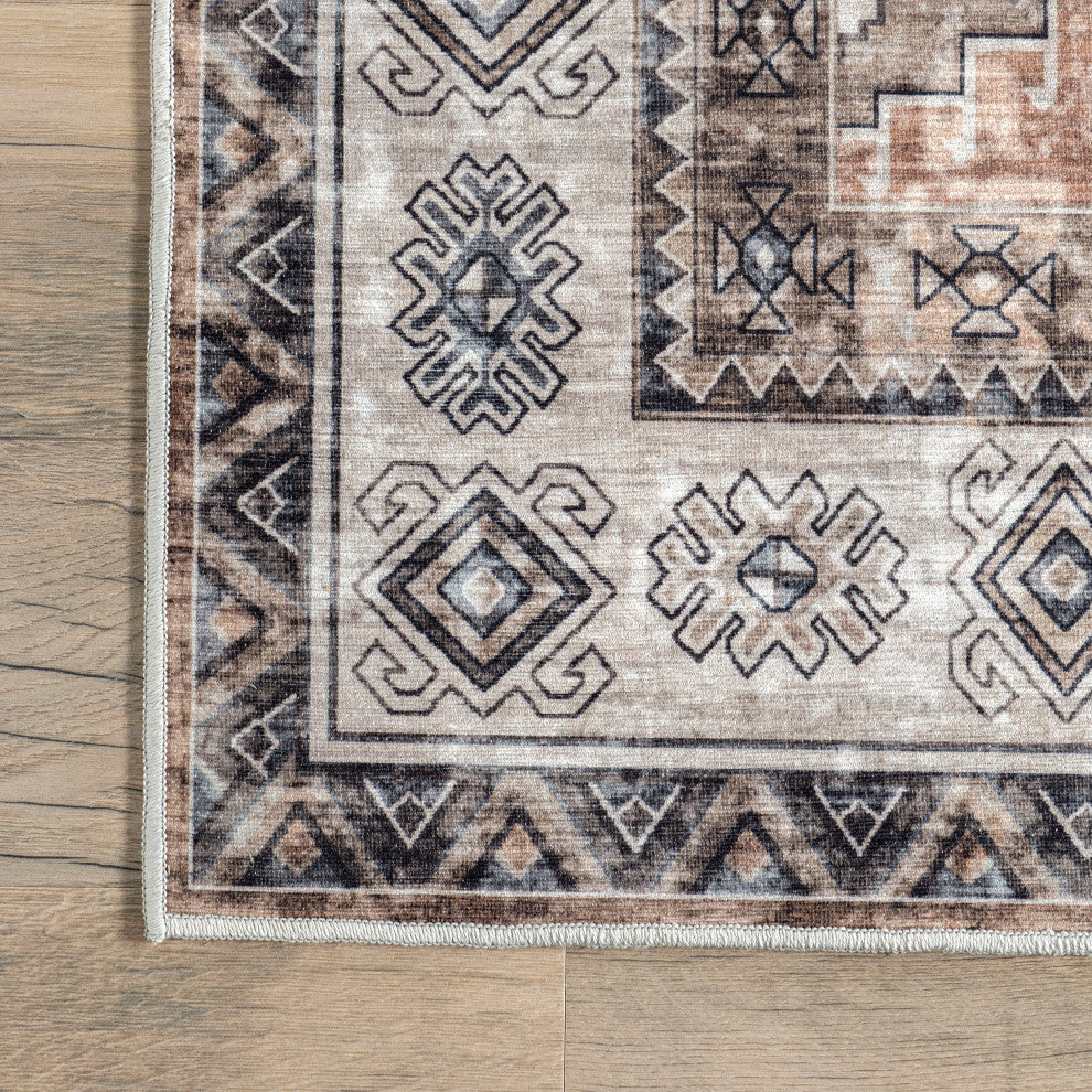 Nuloom Washable Traditional Stain Repellent Area Rug, Light Orange 8'x10'