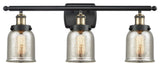 Small Bell 3 Light Bath Vanity Light, Black Antique Brass, Silver Plated Mercury
