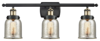 Small Bell 3 Light Bath Vanity Light, Black Antique Brass, Silver Plated Mercury