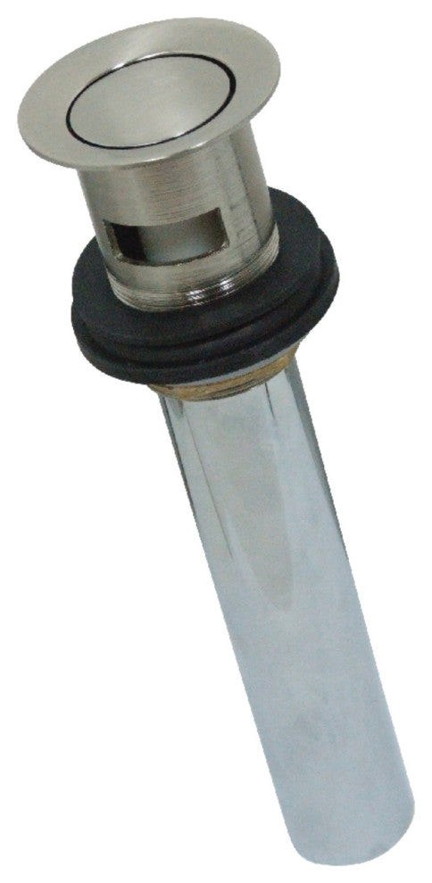 Kingston Brass Brass Push Pop-Up Drain With Overflow, Brushed Nickel