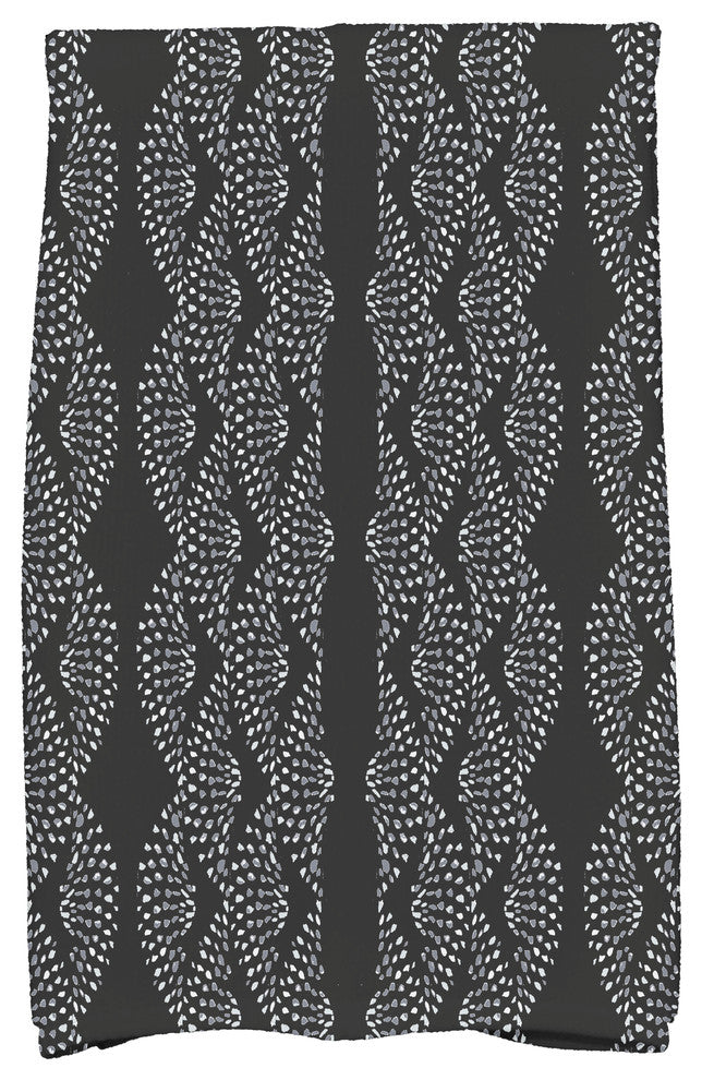 Dotted Decor 18"x30" Black Stripe Print Hand Towel