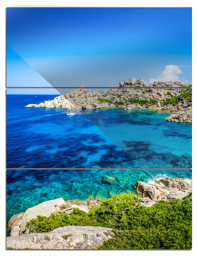 "Ocean Bay With Turquoise Water" Photo Metal Wall Art, 3 Panels, 28"x36"
