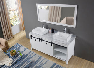 72" Davinci Bath Vanity, White With Vessel Sinks