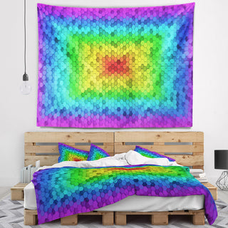 Random Elevated Hexagon Columns Abstract Wall Tapestry, 80"x68"