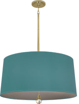 Williamsburg Custis Pendant, Mayo Teal/Carter Gray, Modern Brass