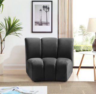 Infinity Channel Tufted Velvet Modular Chair, Gray, 1 Piece