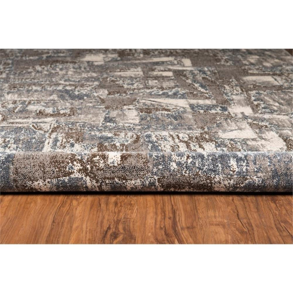 Linon Masters Barcelona Power Loomed Polypropylene 5'x7'6" Rug in Charcoal