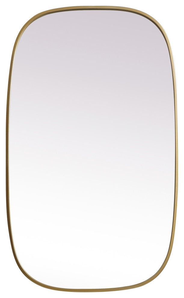 Metal Frame Oval Mirror 24X40 Inch, Brass