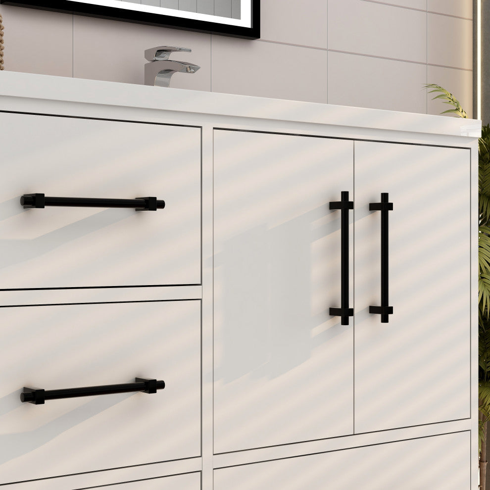 Victoria 60" Solid Wood Bath Vanity, Double Sink, Glossy White
