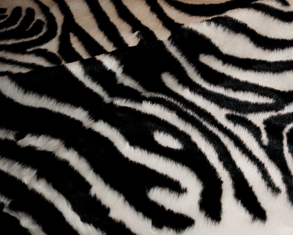 63"x90" Zebra Black and White Print Area Rug