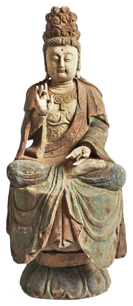Consigned Sitting Quan Yin Wood Statue