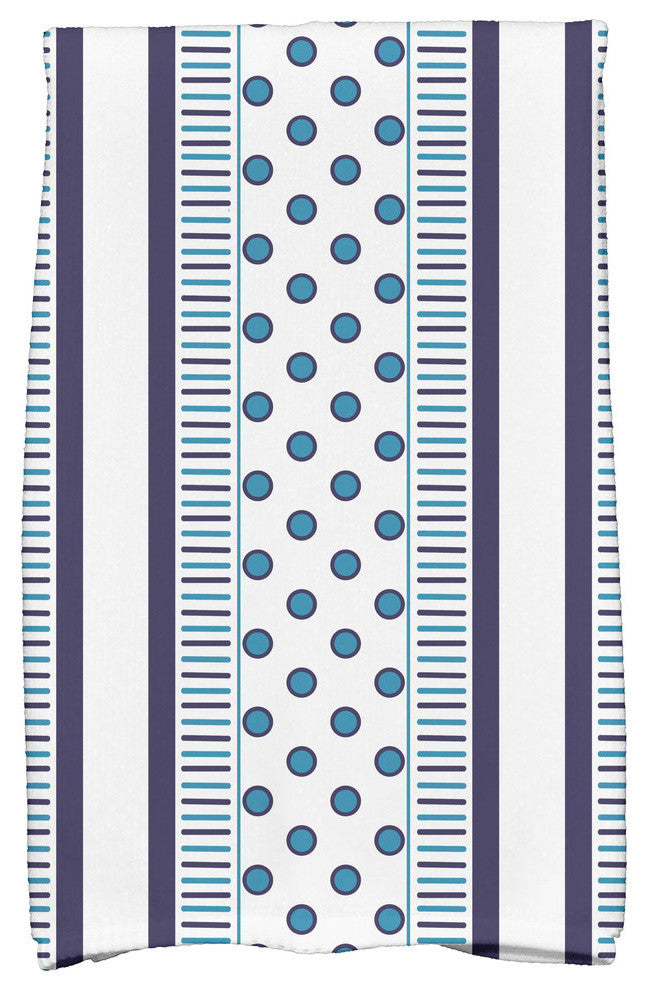18x30" Comb Dot Stripe Print Hand Towels, Navy Blue