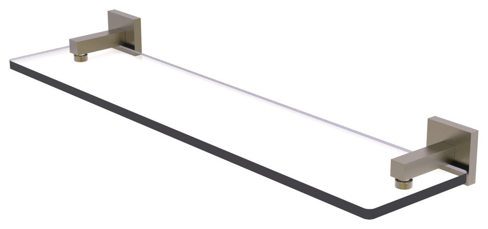 Montero 22" Glass Vanity Shelf, Beveled Edges, Antique Brass