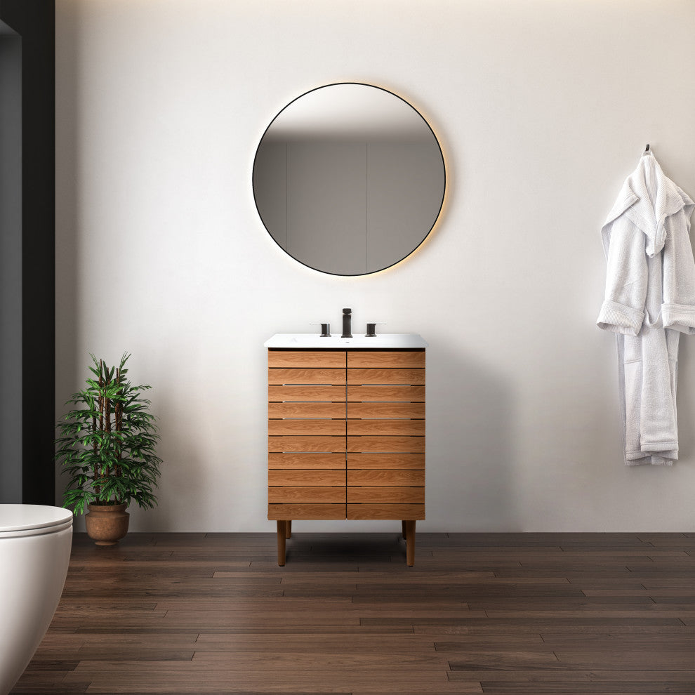 24" Modern Farmhouse 2-Shelf Bath Vanity Cabinet Only (Sink Basin not Included)