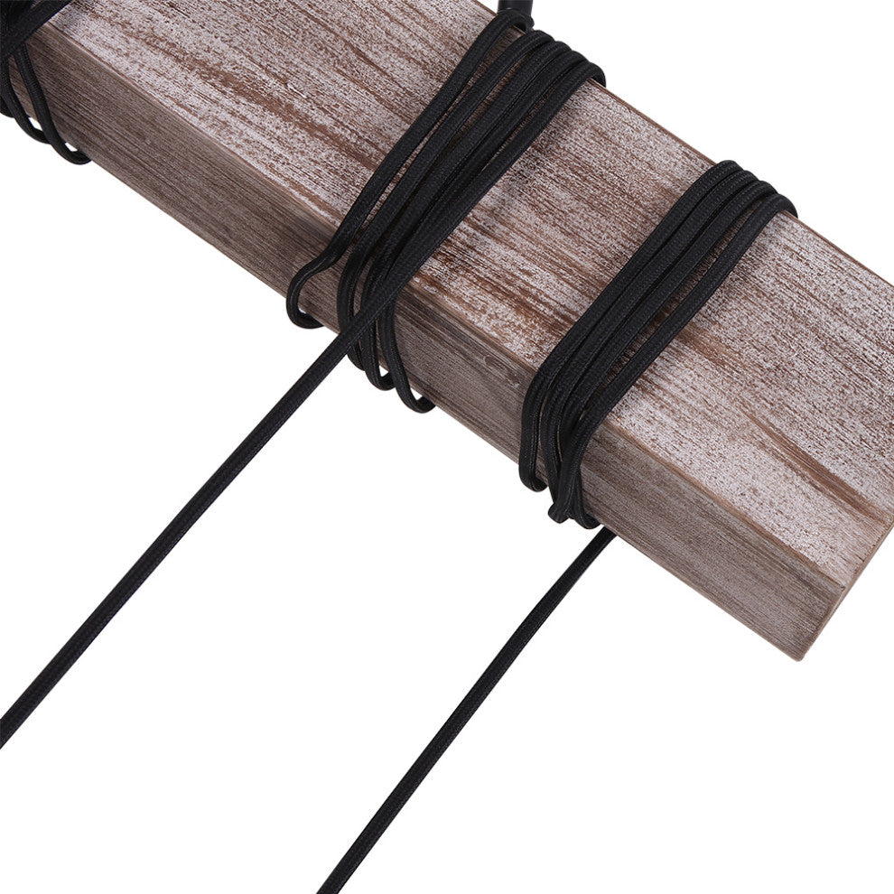8 Light Wooden Rope Kitchen Island Linear Pendant
