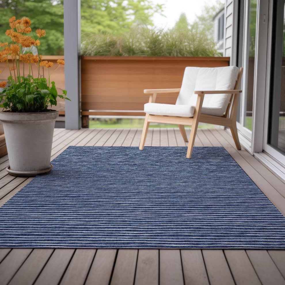 Indoor/Outdoor Laidley LA1 Navy Machine Washable 3' x 5' Rug