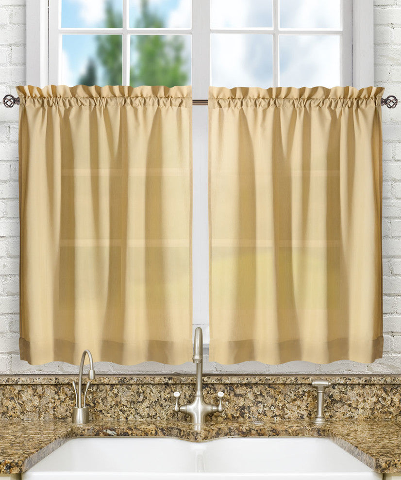 Ellis Curtain Stacey Tailored Tier Pair Curtains, Almond, 56"x36"