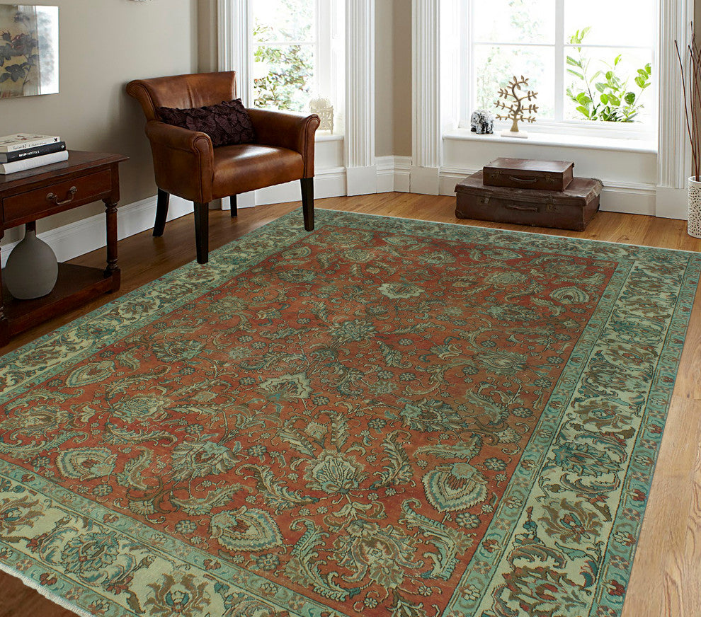 Fine Vintage Distressed Ihsan Rust Rug