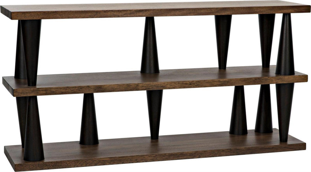Ebony And Walnut Finish Console Table