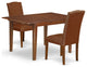 3Pc 42/54" Dining Table, 12 In Butterfly Leaf, Pair Of Parson Chair