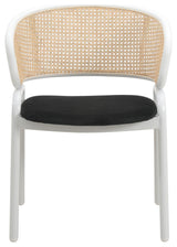 LeisureMod Ervilla Dining Armchair With White Steel Base, Black
