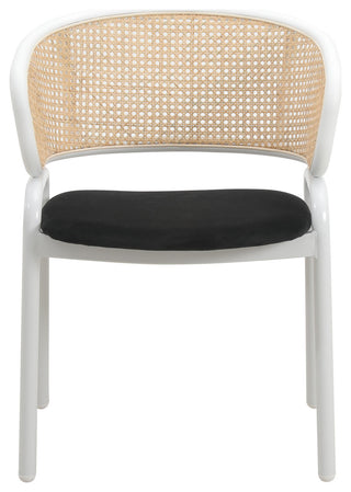 LeisureMod Ervilla Dining Armchair With White Steel Base, Black