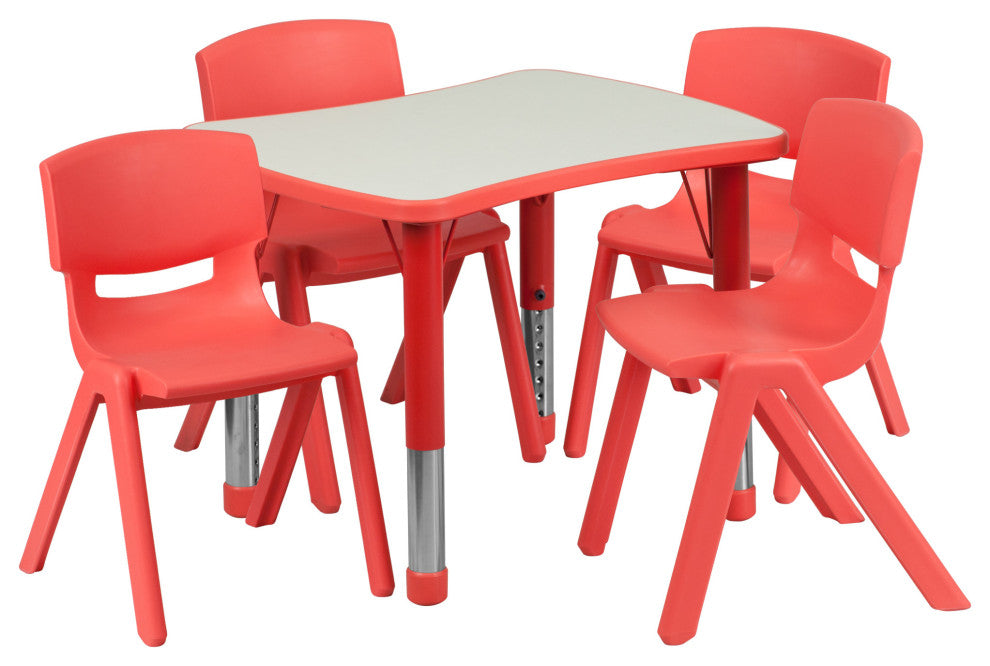 Roseto FFIF33038 Five Piece Plastic Framed Classroom Set - Red