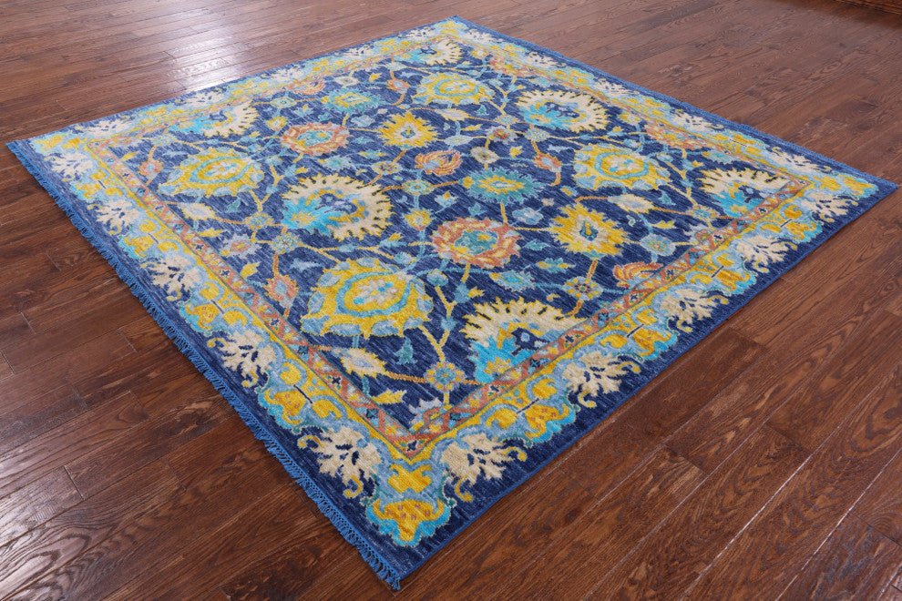 8' Square Turkish Oushak Handmade Wool Rug - Q13447