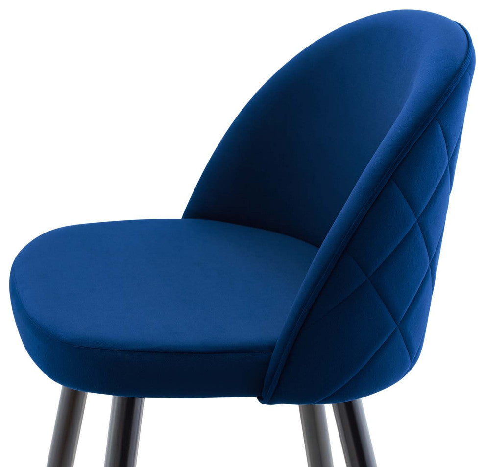 Bar Stool Chair Barstool, Set of 2, Velvet, Metal, Blue Navy, Modern, Bar Pub