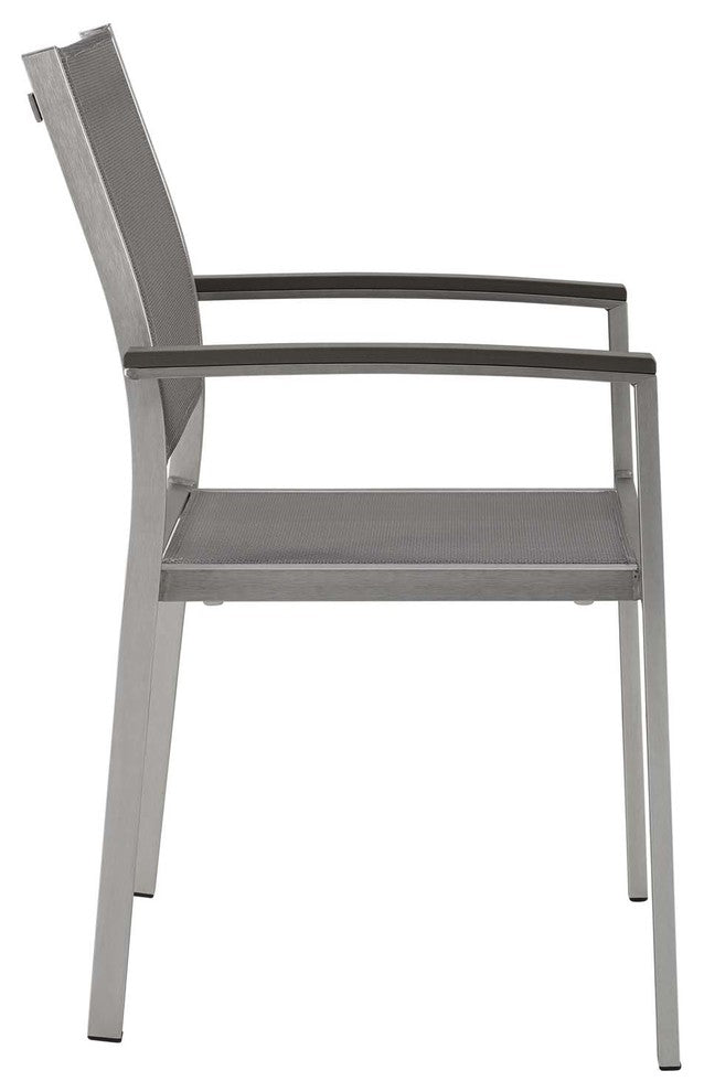 Shore Outdoor Patio Aluminum Dining Chair - Silver Gray