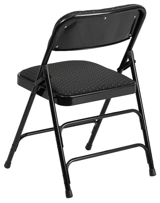 2 Pack HERCULES Triple Braced & Double Hinged Upholstered Folding Chair, Black Pattern
