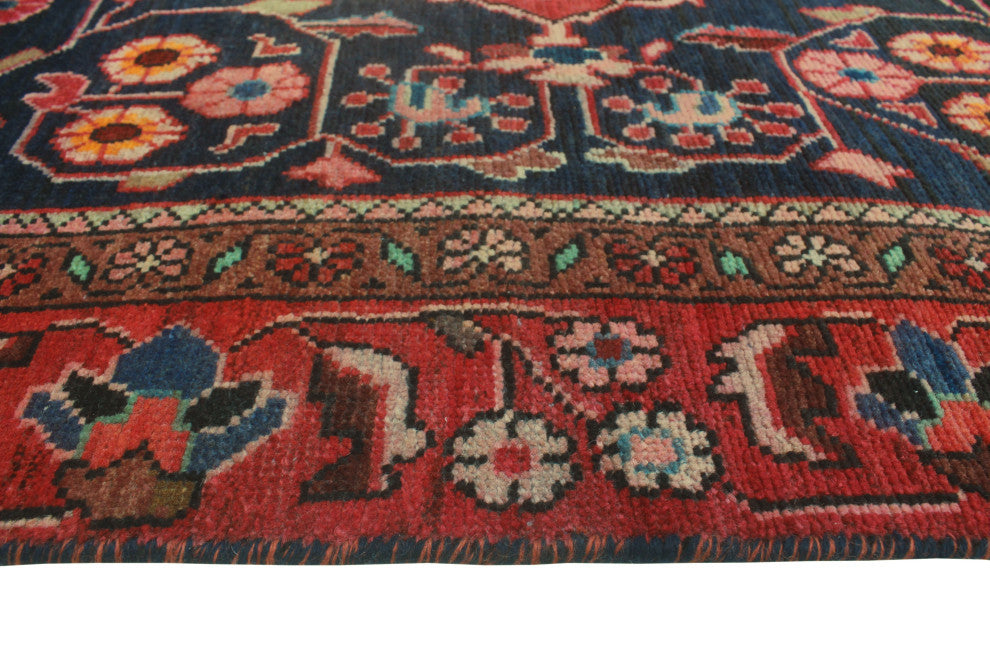 Vintage Distressed Royal Navy/Red Rug, 3'8x6'7