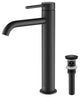 Circular Brass Single Handle Bathroom Faucet KBF1009, Matte Black, With Drain