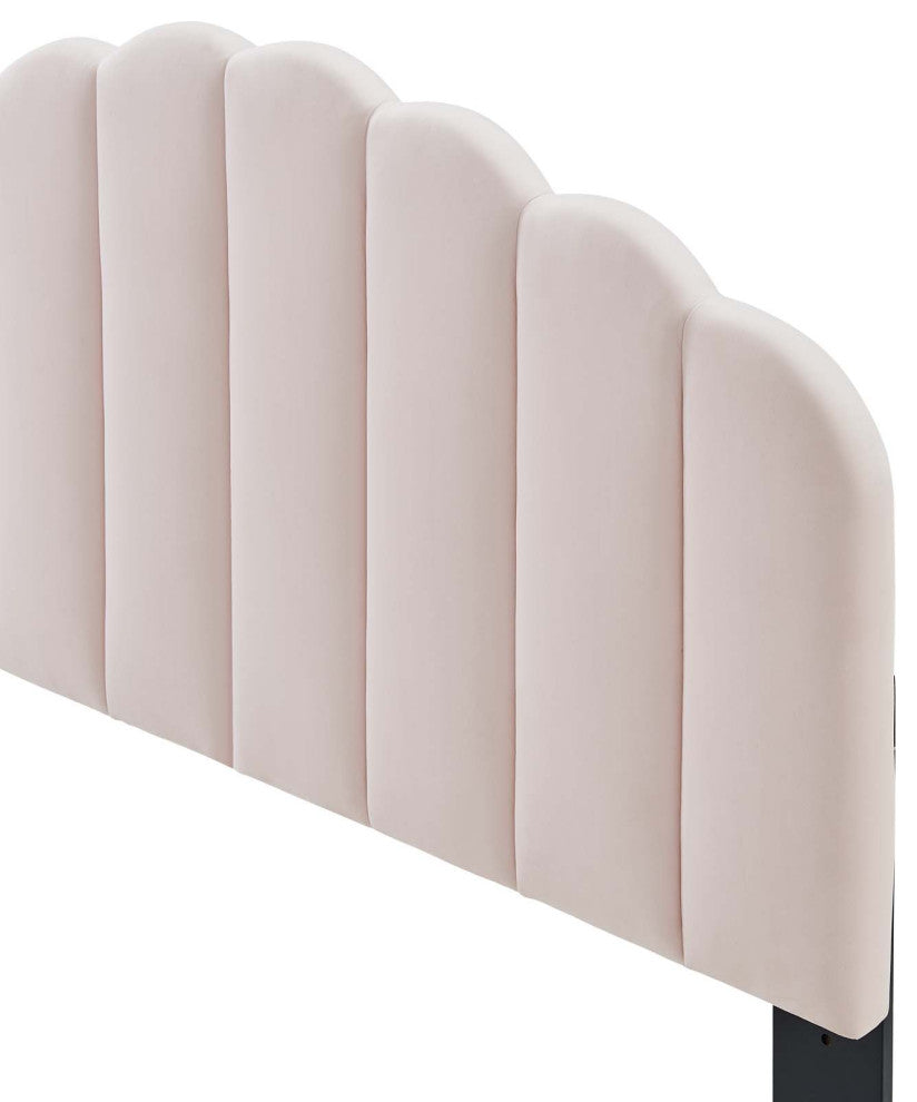 Headboard, King Size, Velvet, Pink, Modern Contemporary, Bedroom Master Suite