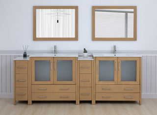 Vanity Art Freestanding Bathroom Vanity Set with Ceramic Top & Mirror