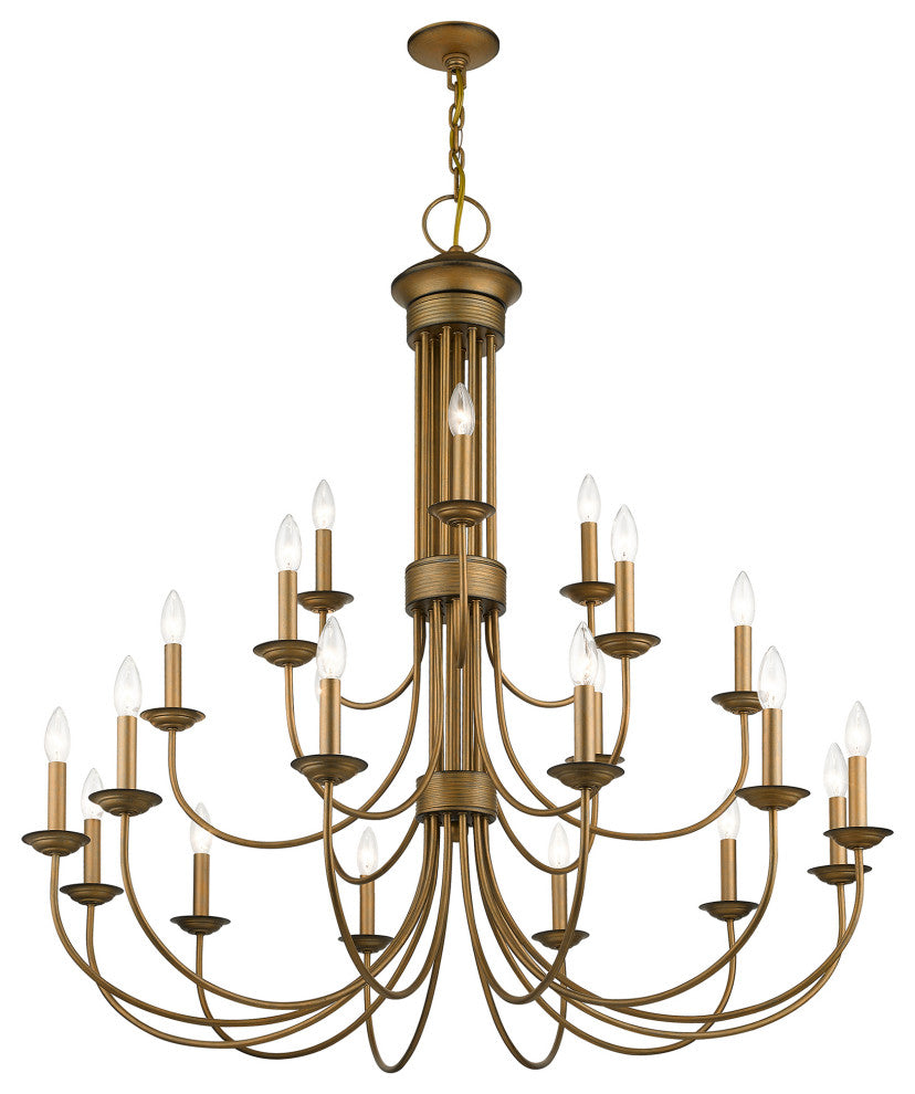 Estate 21-Light Antique Gold Leaf Extra Large Chandelier