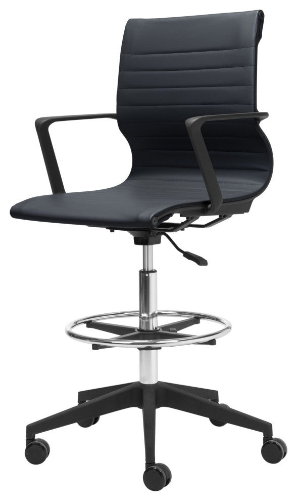 Computer Work Chair, Fabric, Steel, Black, Black, Chrome, Home Business Office