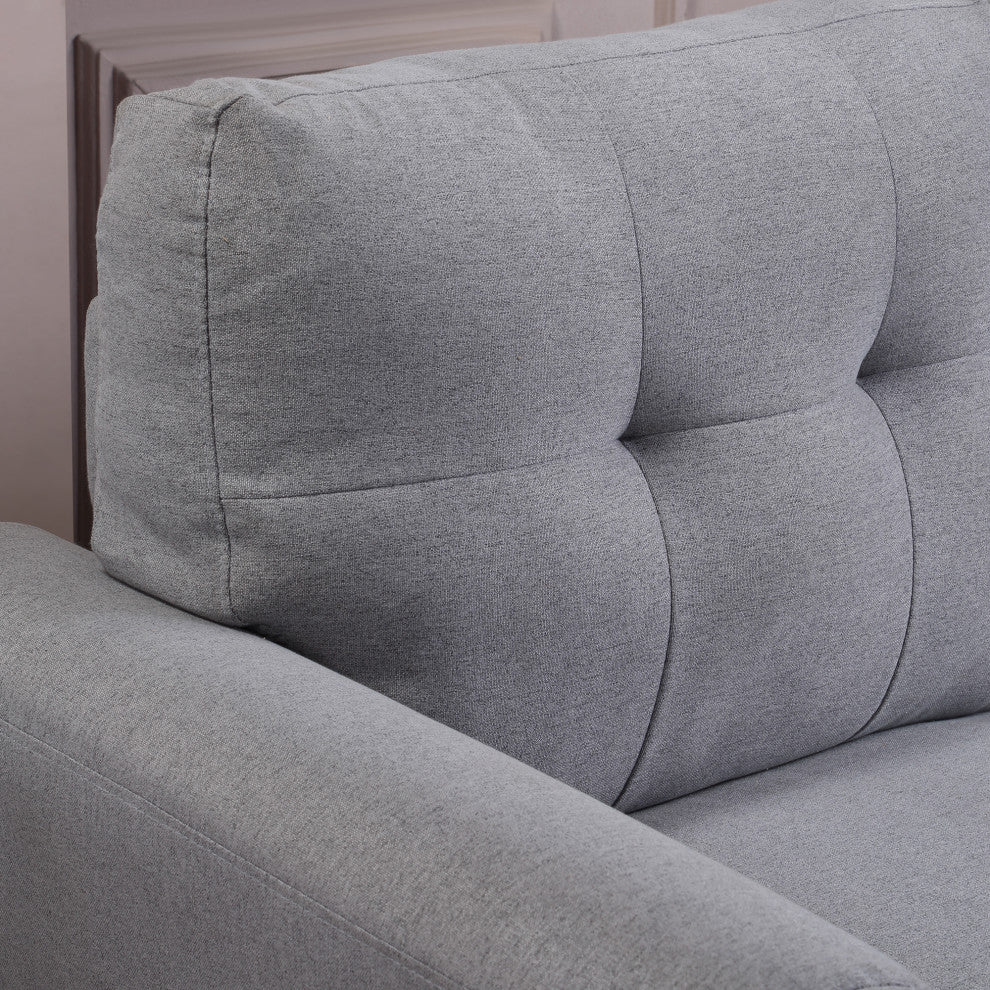 TATEUS 35" Armchair in Light Grey-Blue Linen Upholstery for Home or Office