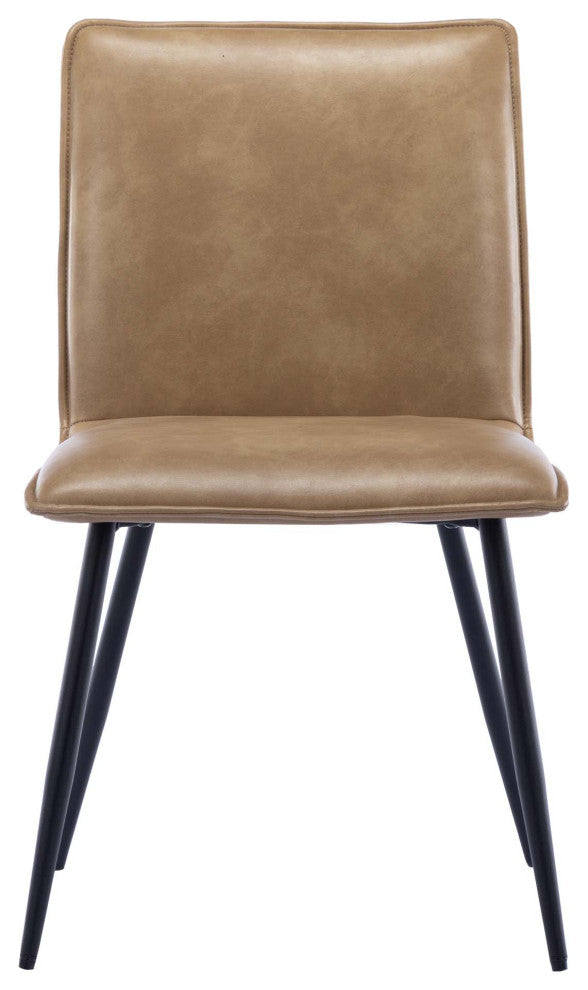 Set of 4 Minimalist Faux Leather Side Chairs for Dining Room, Cream
