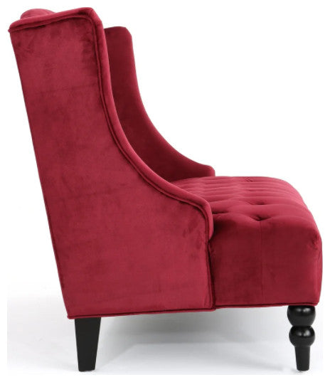 Modern Glam Tufted Velvet Wingback Loveseat