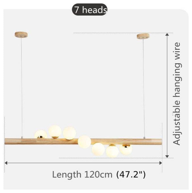 Acquanegra sul Chiese | Nordic Wood color Glass ball LED Chandelier , Wood